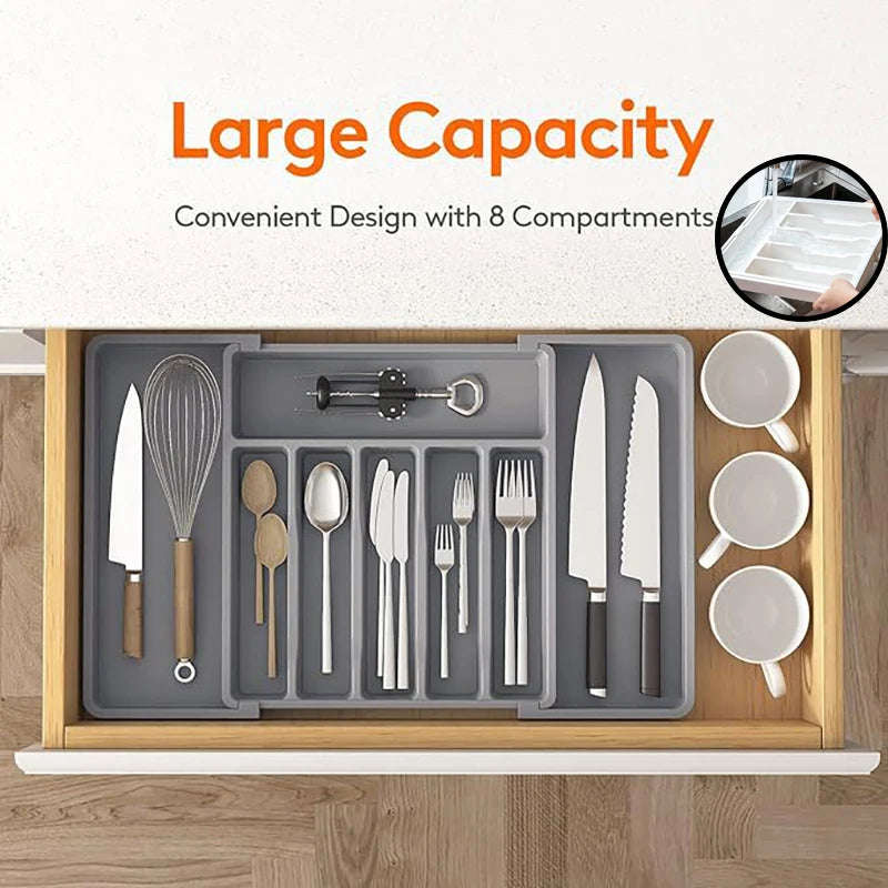 Expandable Cutlery Drawer Organizer | Adjustable Kitchen Utensil Tray