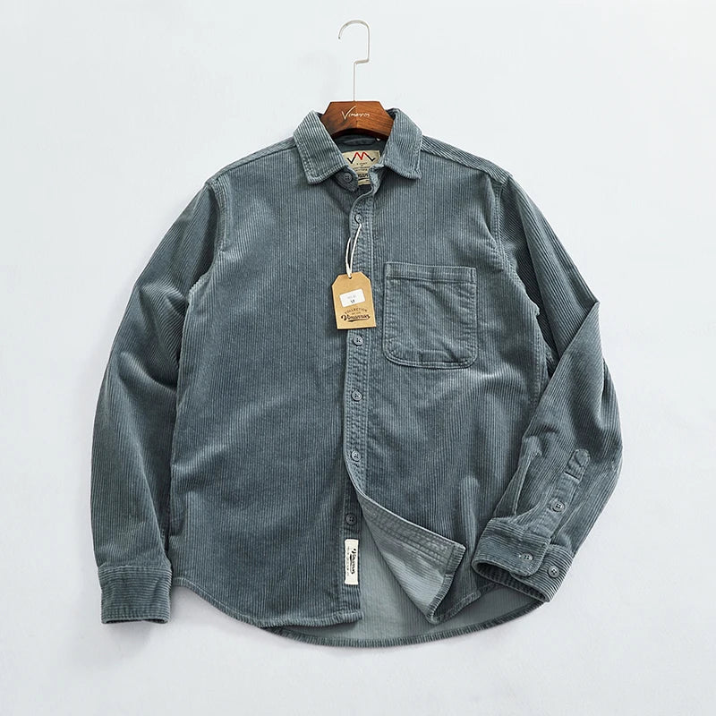 Men's Chunky Corduroy Long Sleeve Shirt | Stylish Autumn Essential