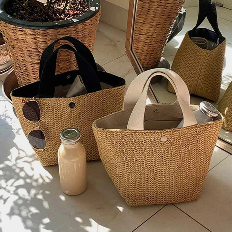 Elegant Straw Woven Handbag | Casual Beach Tote Bag for Ladies