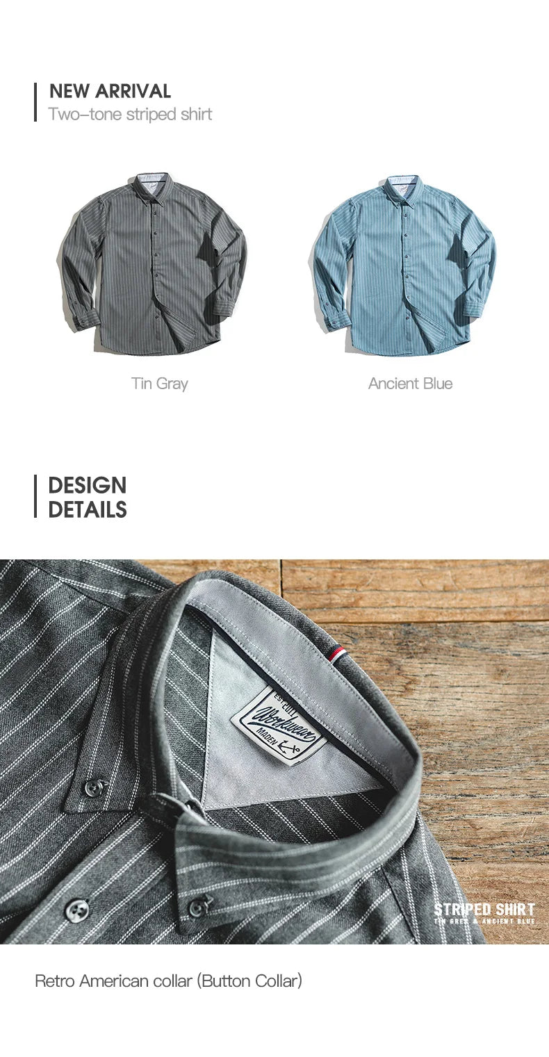 Men's Retro Vertical Stripe Long Sleeve Casual Shirt | Stylish Tops