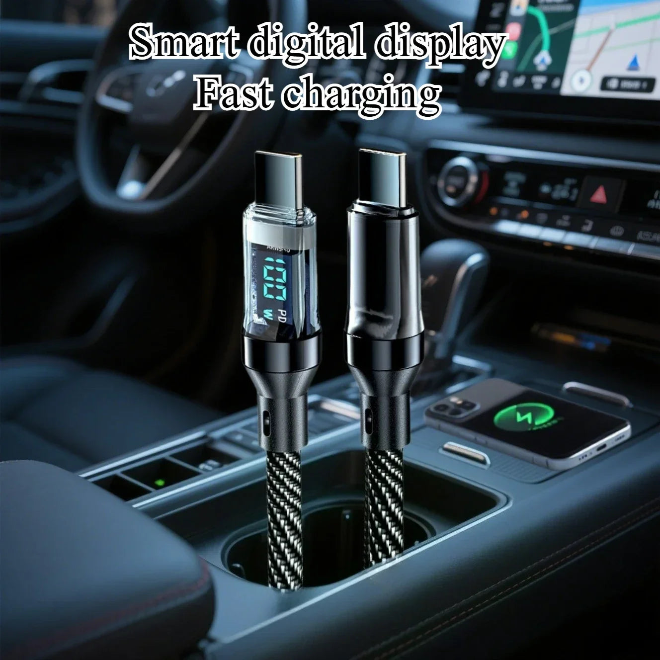 Smart Fast Charging Cable 60W 120W with LED Screen - Versatile & Durable