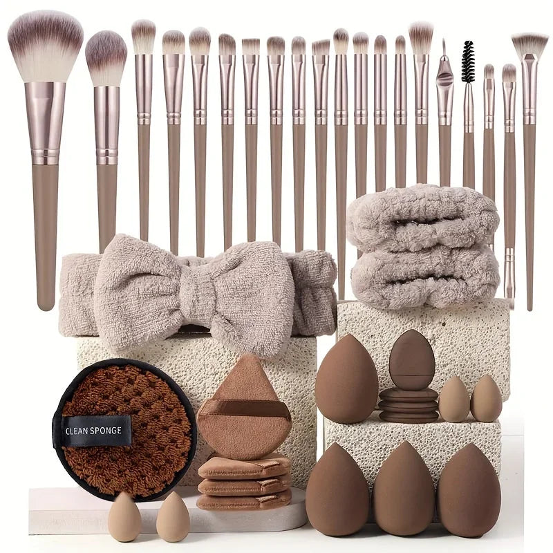 20/40PCS Pink Makeup Brush Set | Complete Soft Wool Fiber Brushes with Beauty Blender for Full Face Makeup 2026