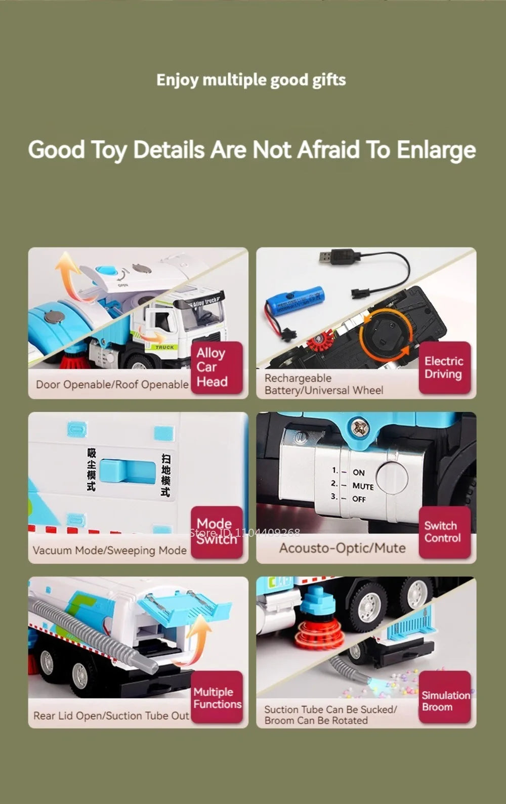 Electric Vacuum Cleaner Garbage Truck Model Toy for Kids