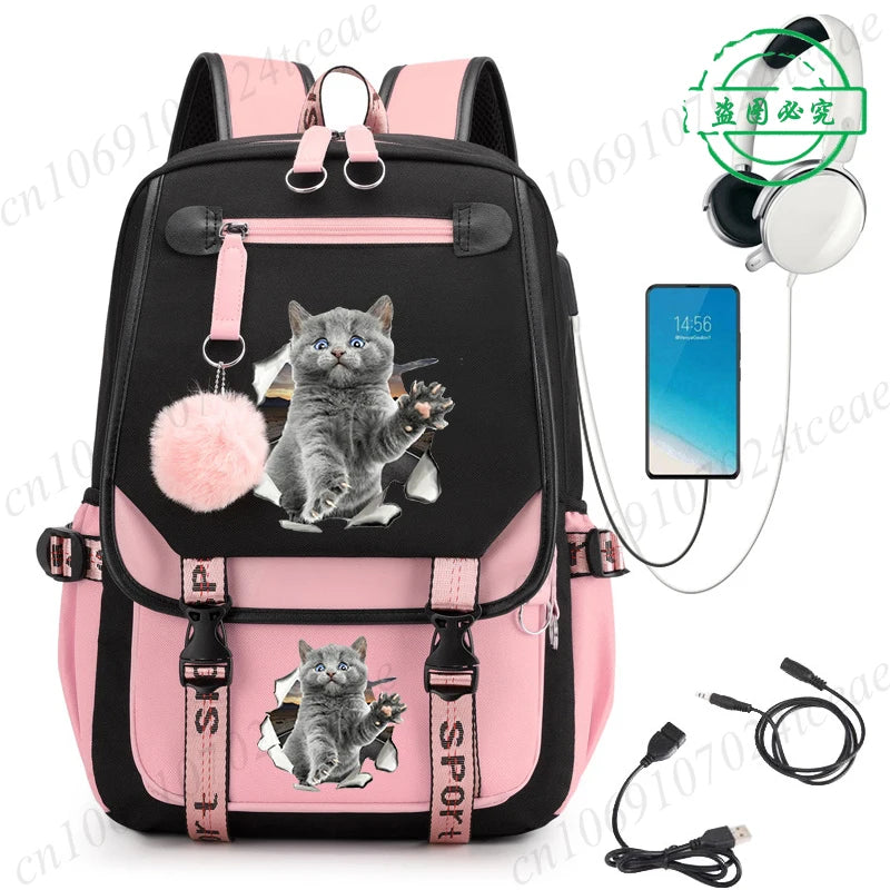 Cute Anime Cat Kawaii Backpack for Girls | Perfect Back to School Bag