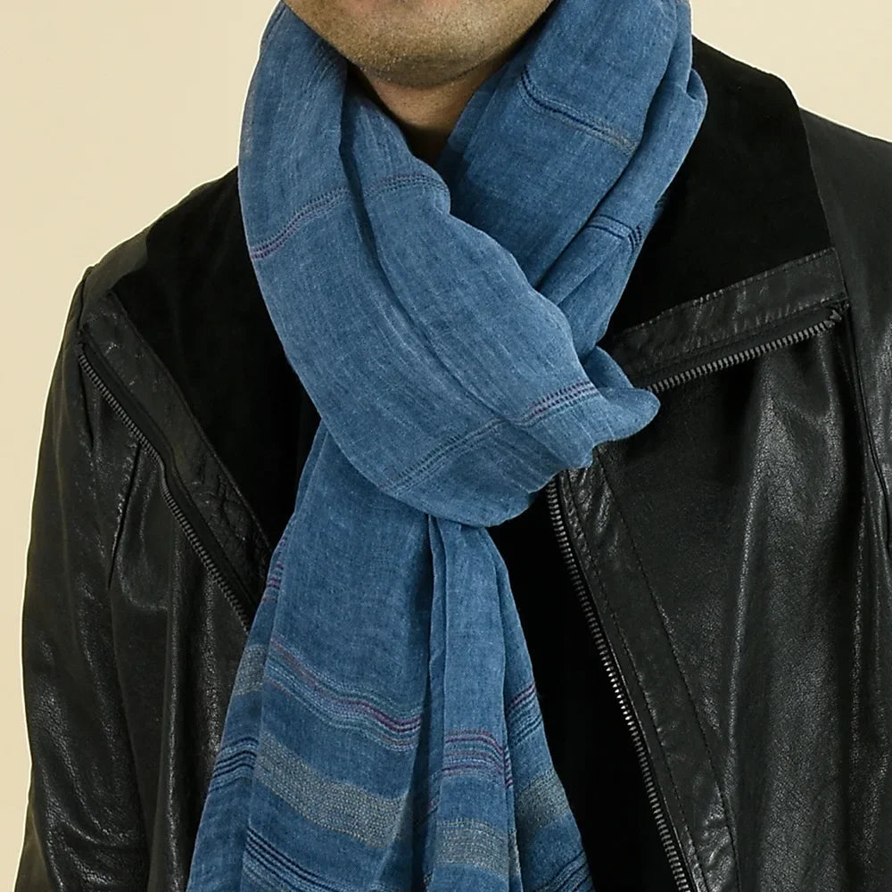 Stylish Striped Long Men's Scarf | Versatile Autumn-Winter Wrap