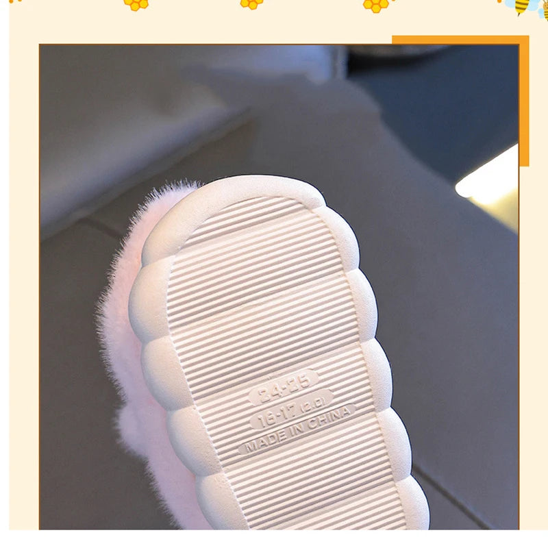 Kids Cute Rabbit Plush Slippers | Warm Winter House Shoes