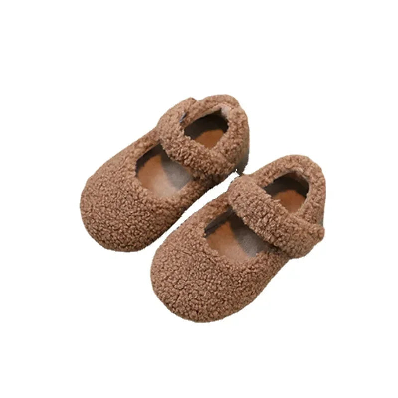 Cozy Velvet Mary Janes for Kids | Warm Plush Toe Winter Shoes