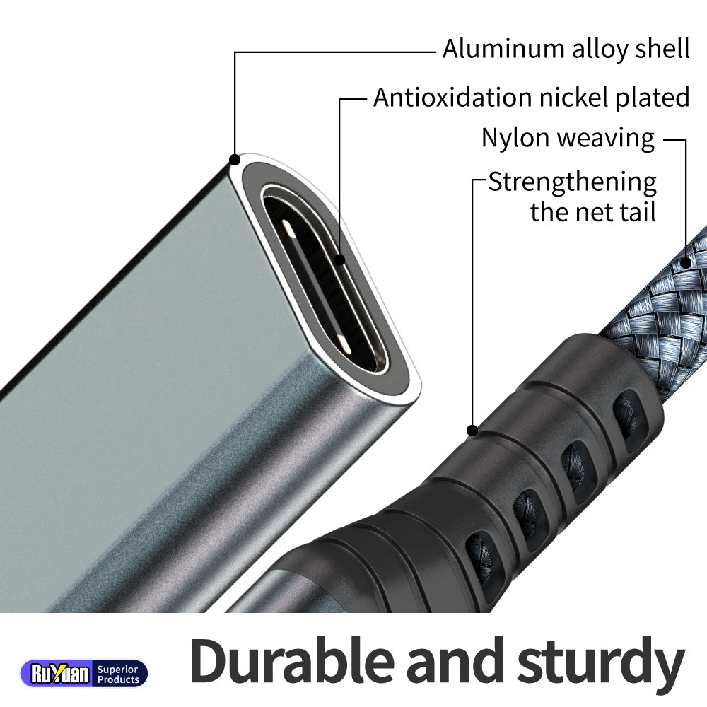 240W USB 3.2 Extension Cable | High-Speed Data Transfer & Charging
