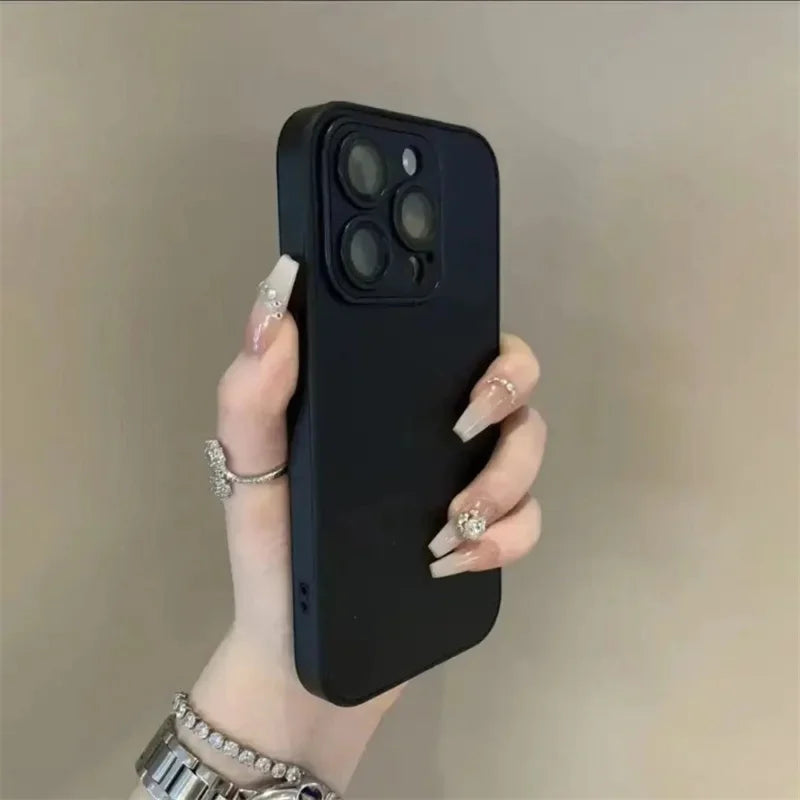 Luxury Leather Colorful Case for iPhone 16 15 14 Plus 13 12 11 Pro Max Soft Silicone Bumper Matte Shockproof Simple Cover