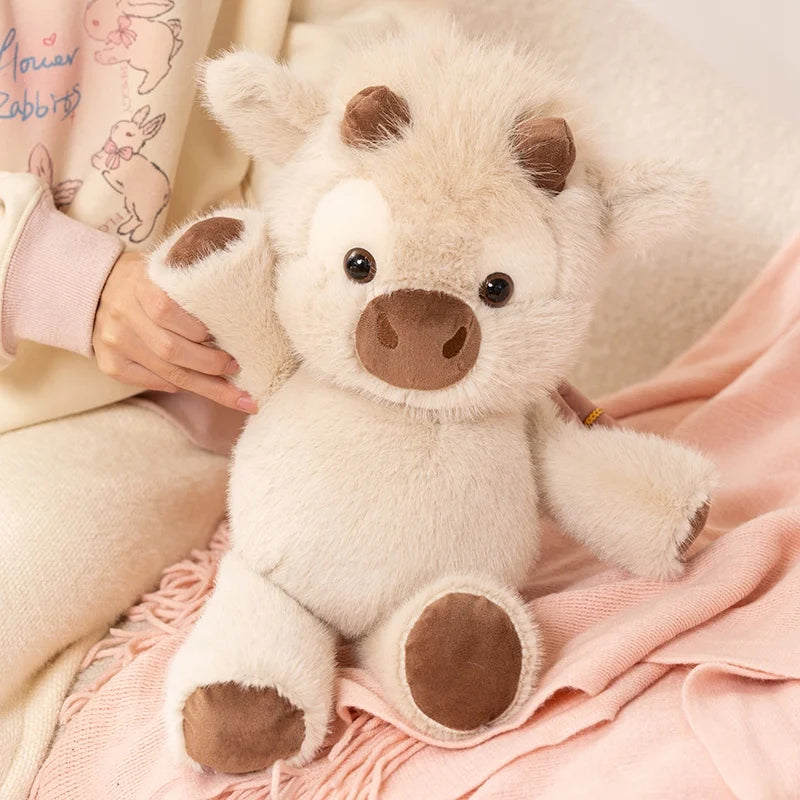 Adorable Highland Cattle Plush Toy | Huggable Running Cow Stuffed Animal