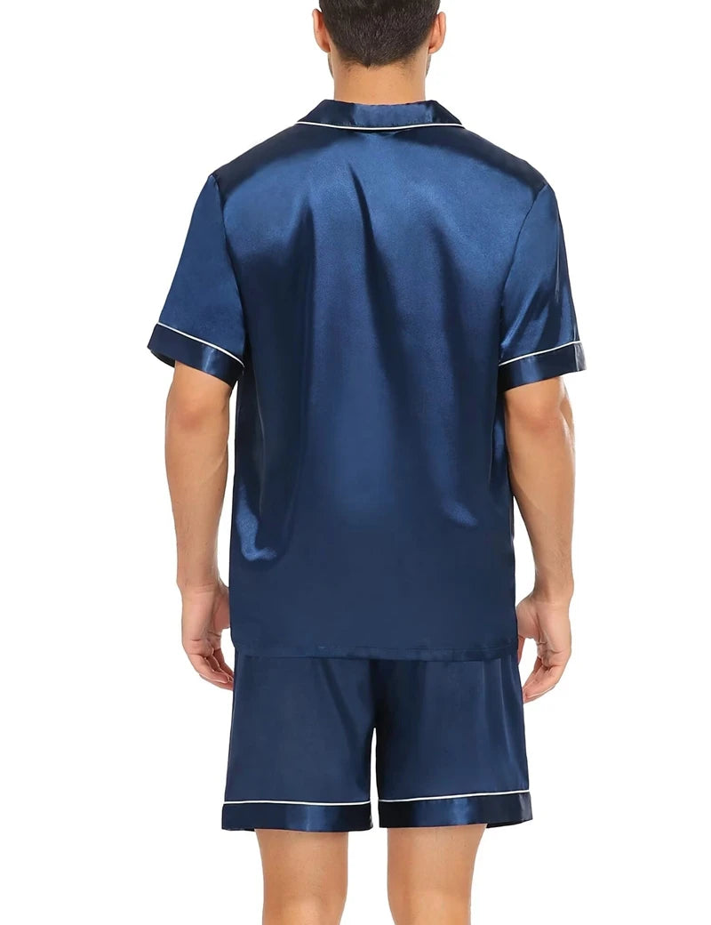 Men's Luxury Satin Pajama Set | Short Sleeve Summer Sleepwear