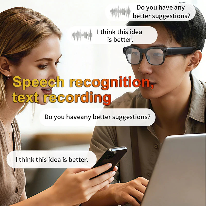 AI Smart Glasses with 8MP Camera & Multi-Language Translation