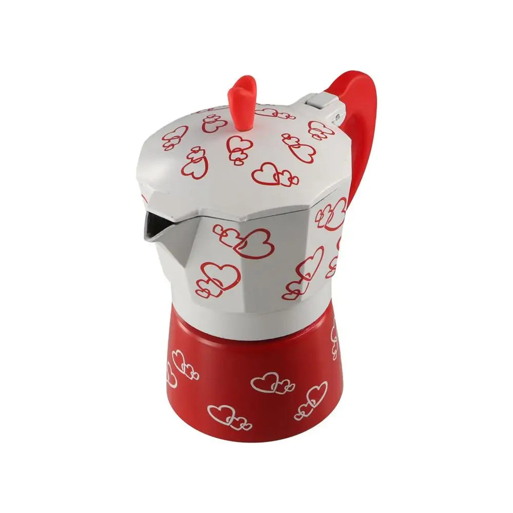 Personalized Heart Pattern Aluminum Mocha Pot | Classic Coffee Maker