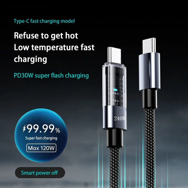 Super Fast Charging USB C Cable | 240W Dual Type C Charger