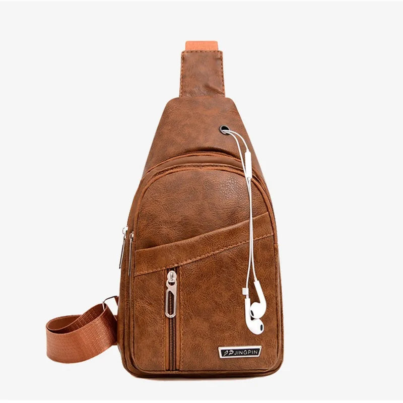 Stylish PU Leather Crossbody Bag for Men | Casual Sling Pack