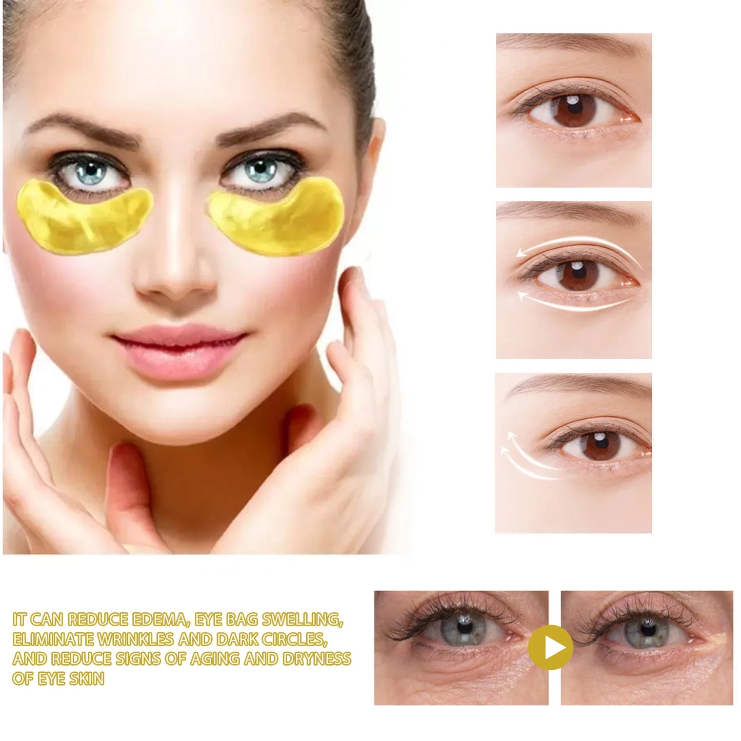 24k Gold Under Eye Patches | Anti-Aging Eye Mask for Dark Circles