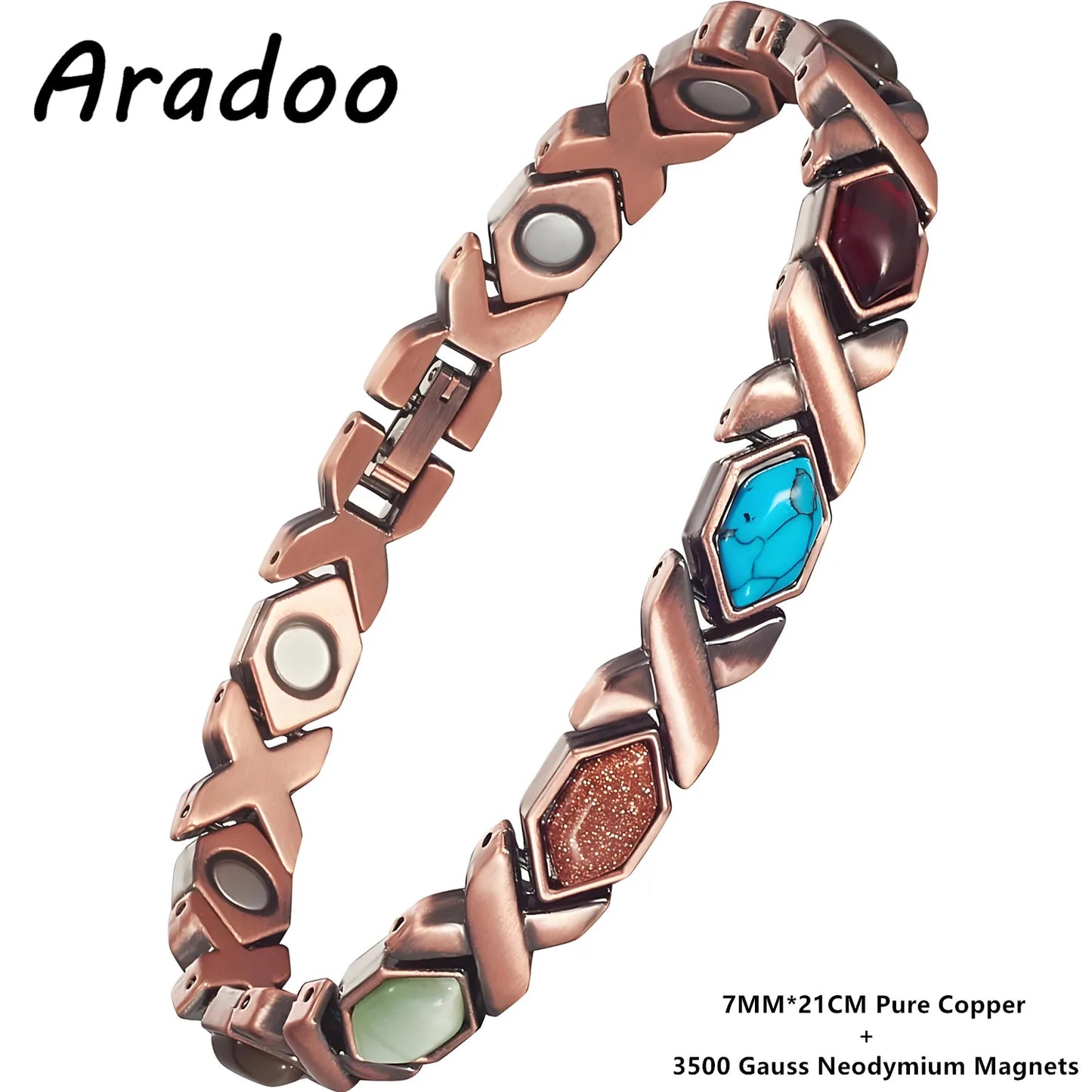 Magnetic Copper Bracelet for Women | Turquoise Wristband Jewelry