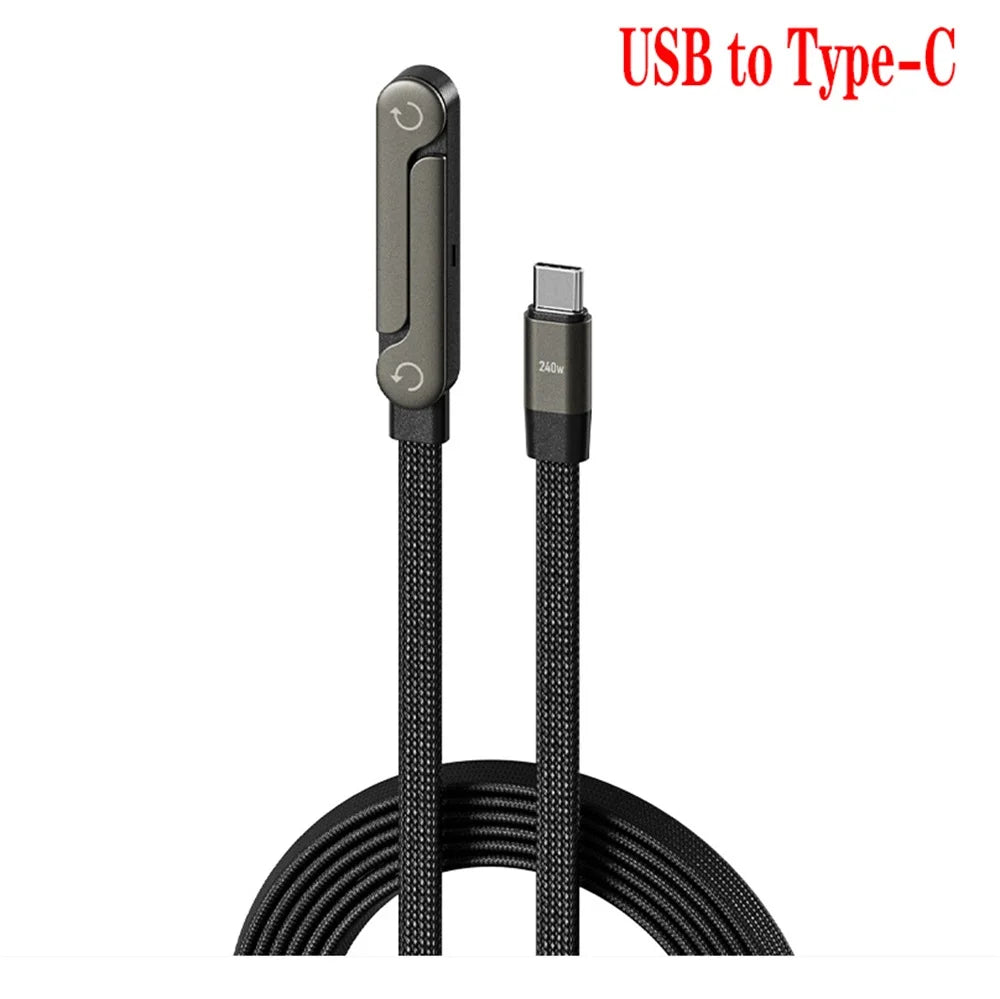 240W Fast Charging Cable & Foldable Phone Holder - 2-in-1 Design