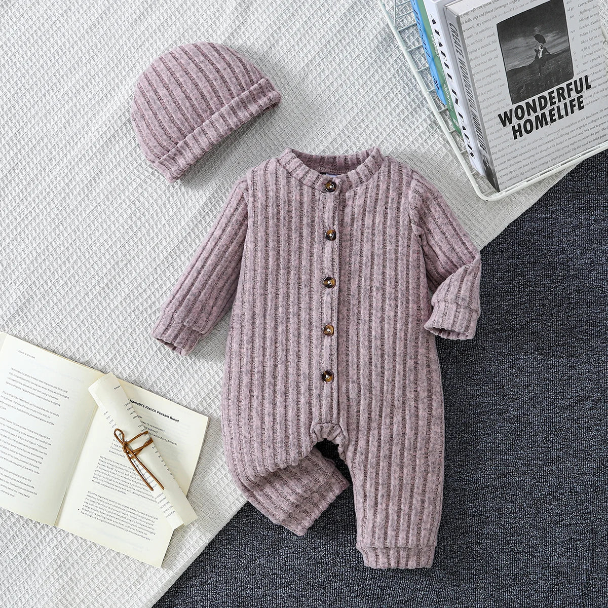 Baby Boy Plaid Overall Set with Warm Hat | Stylish Comfort