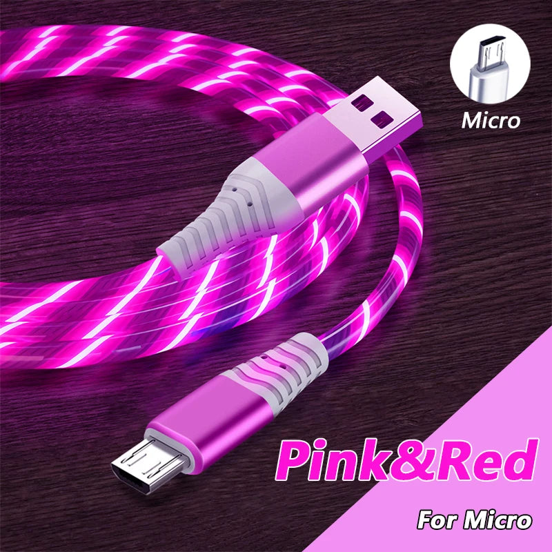 6A Fast Charging Glowing Micro USB & Type C Cable