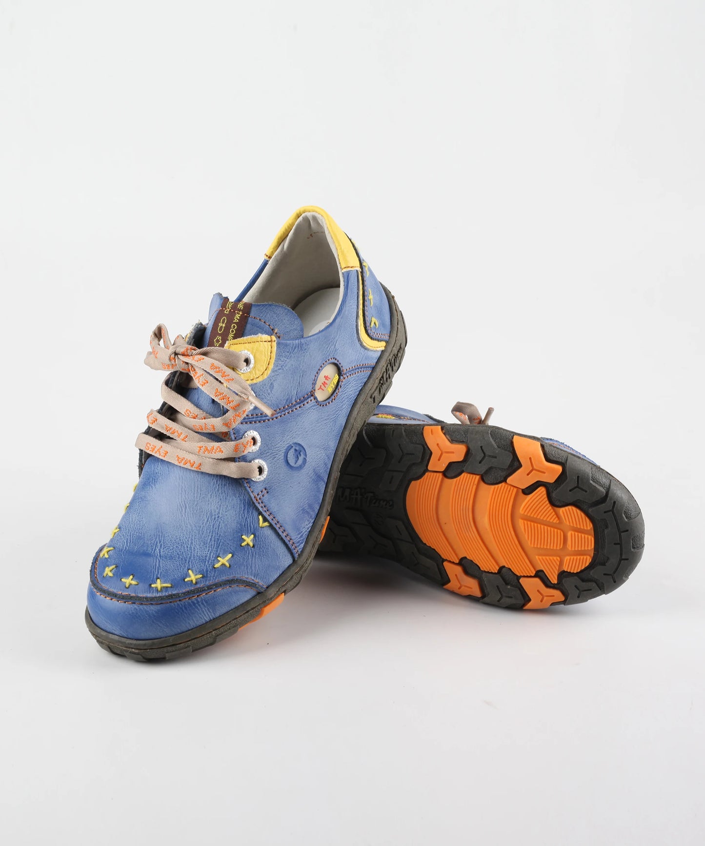 Stylish Hand-Stitched Color Block Leather Sneakers for Women