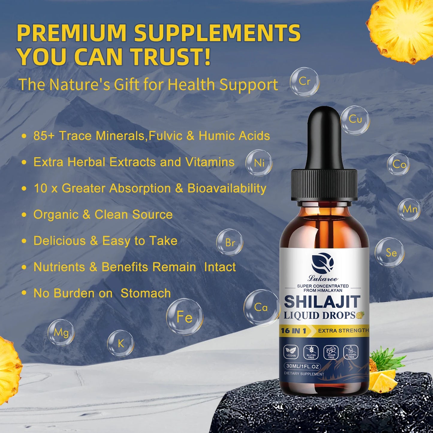 Shilajit Drops with 85+ Trace Minerals for Immunity & Digestion