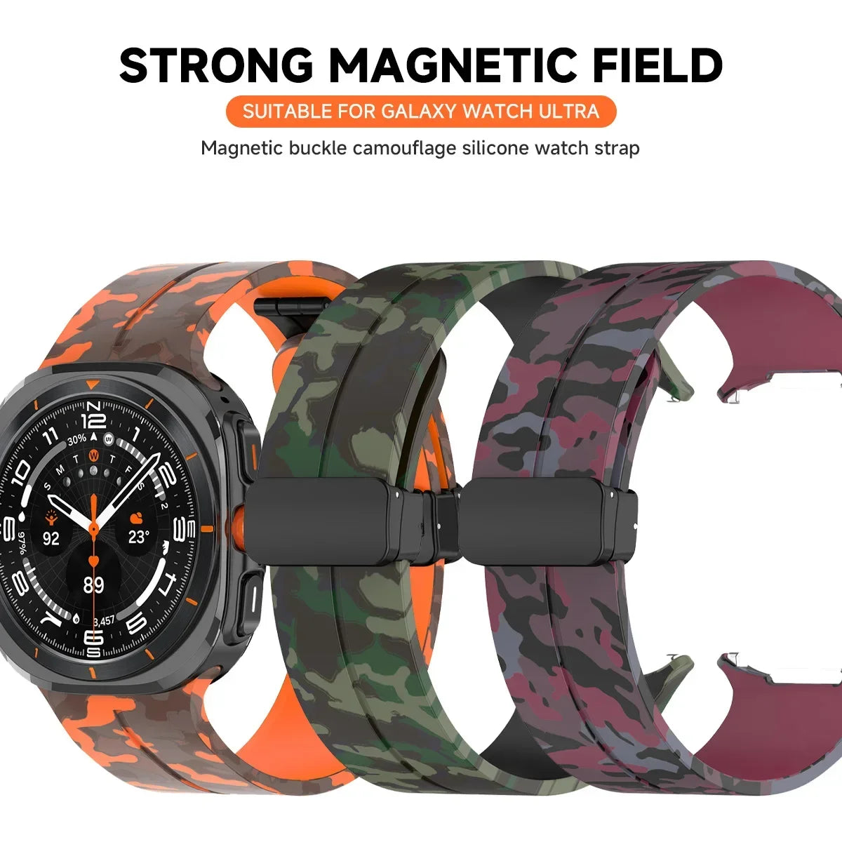 Silicone Sport Strap for 47mm Smartwatch | Magnetic Folding Clasp