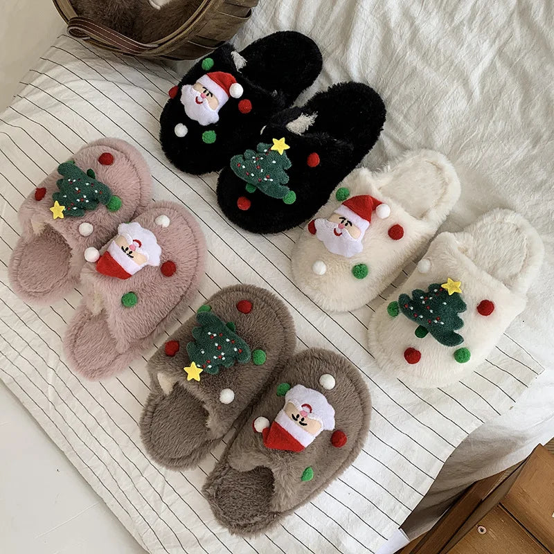 Christmas Kids Plush Slippers | Warm Cotton Indoor Shoes