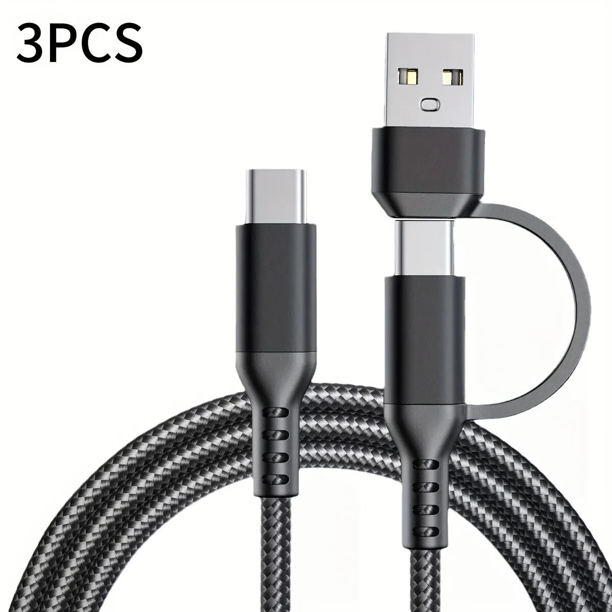 60W 2-in-1 USB-C Fast Charging Data Cable for Android Devices