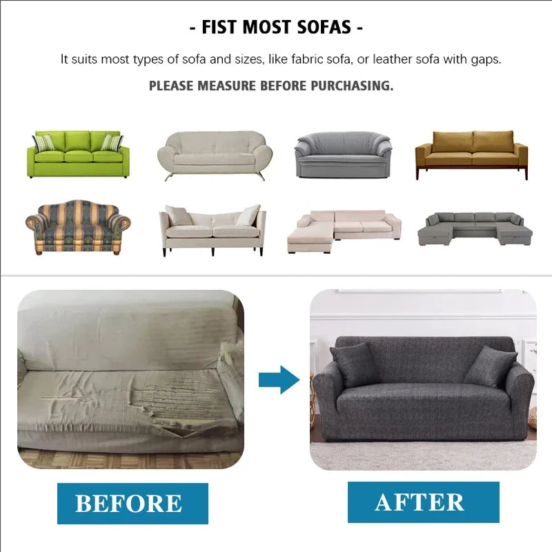Elastic Living Room Sofa Covers | Dustproof & Machine Washable