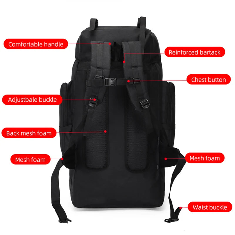 Large 130L Hiking Camping Backpack | Durable Outdoor Rucksack