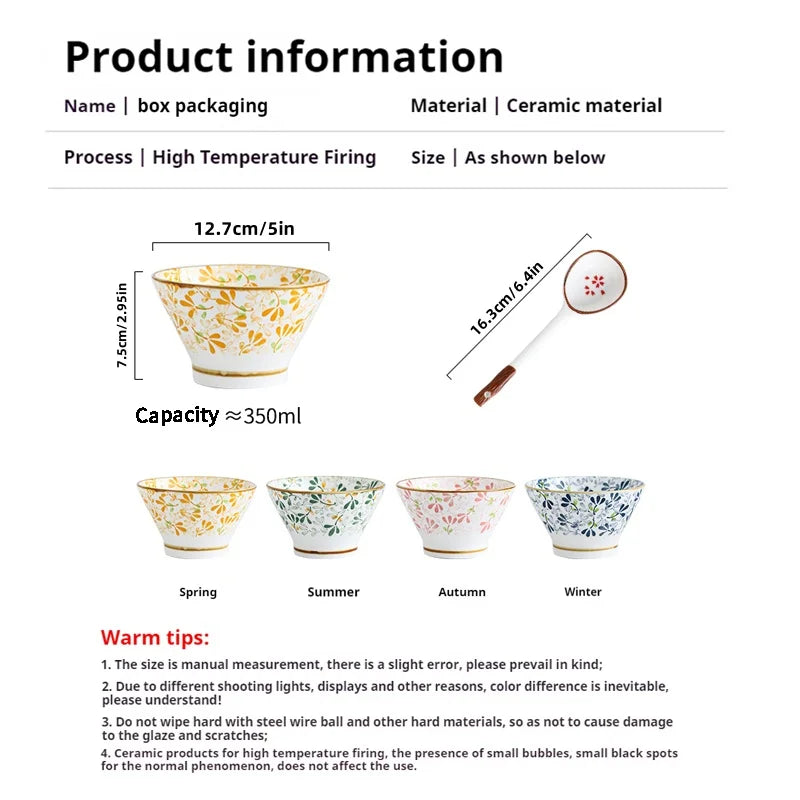 Ceramic Hat-shaped Bowl Gift Set | Elegant Floral Dinnerware