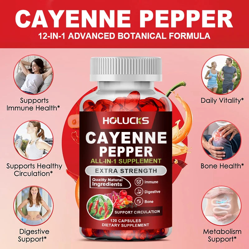 Cayenne Pepper Capsules with Vitamin D3 & K2 | Boost Health & Wellness