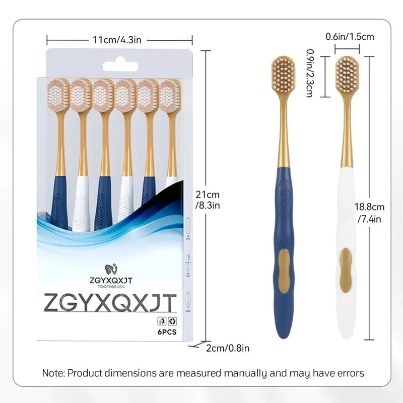 6PCS Soft Bristled Toothbrush Set | Gentle Gum Care & Whitening