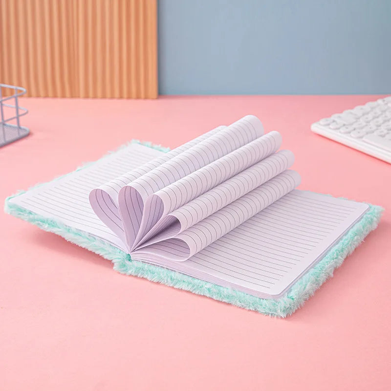 Dreamy Gradient Plush Cover Notebook | Cute Journal for Students