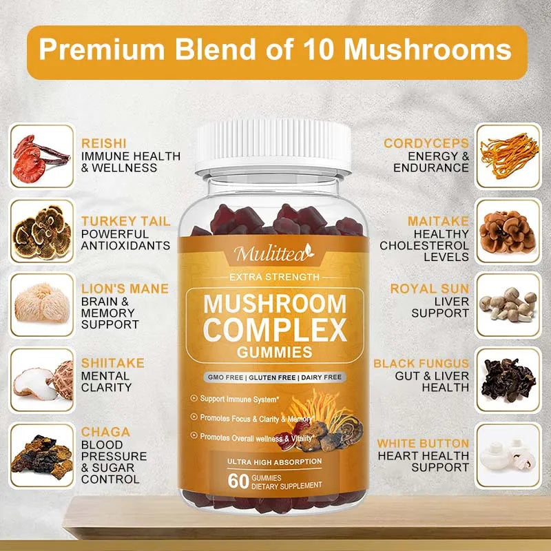 Lion’s Mane Mushroom Gummies for Immune, Memory & Mood Support
