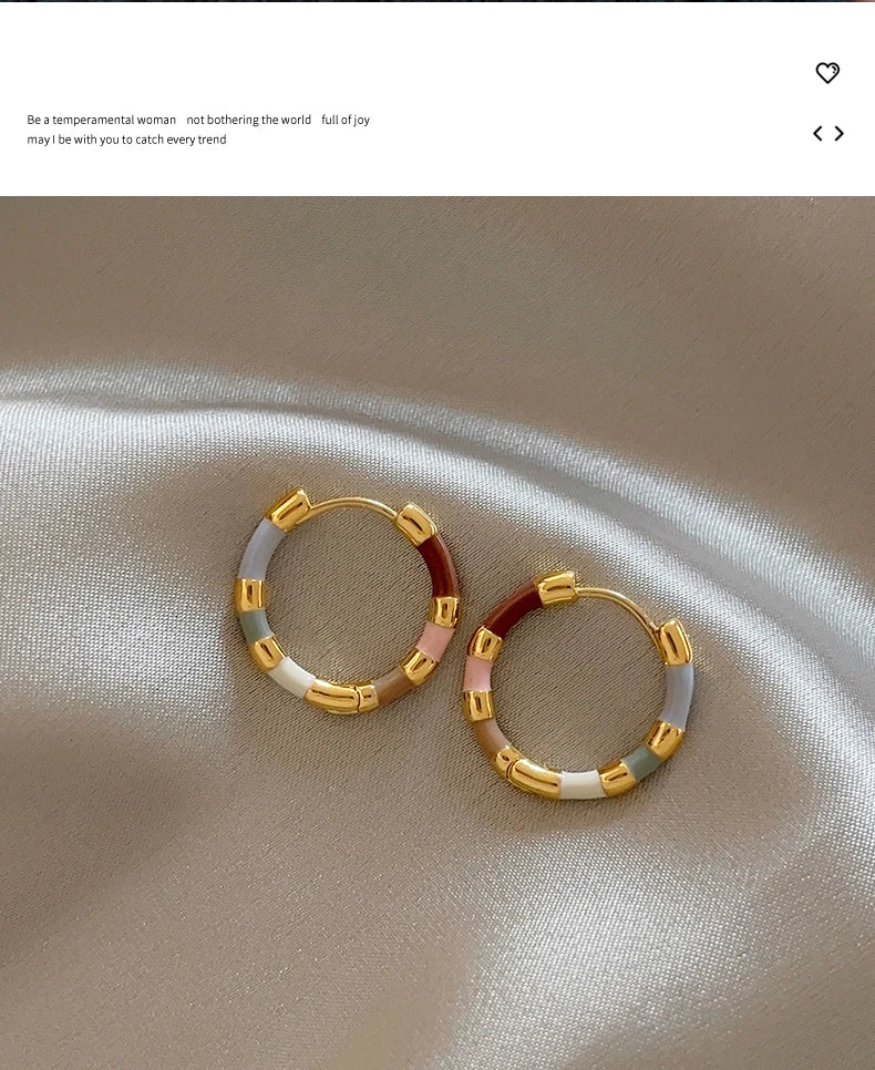 Colorful Enamel Mini Round Earrings | Fashion Jewelry for Women