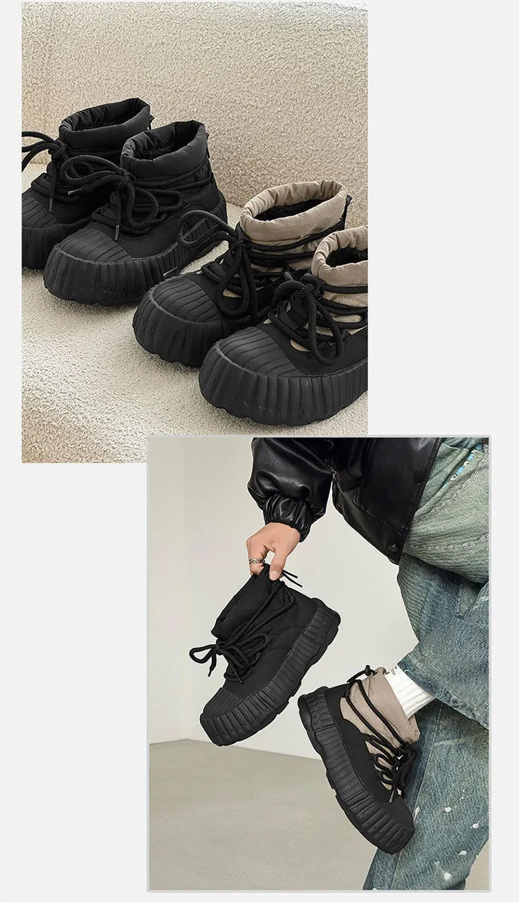 Men's Warm Split Leather Snow Boots | Cozy Winter Ankle Shoes