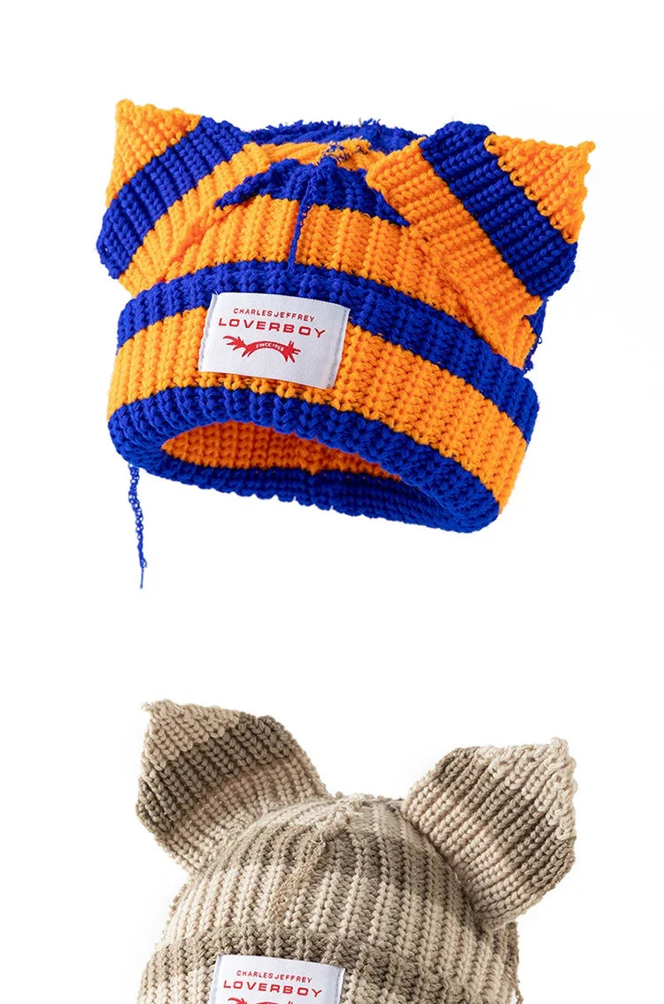 Unisex Cat Ear Beanie | Warm Crochet Knitted Skullies Hat