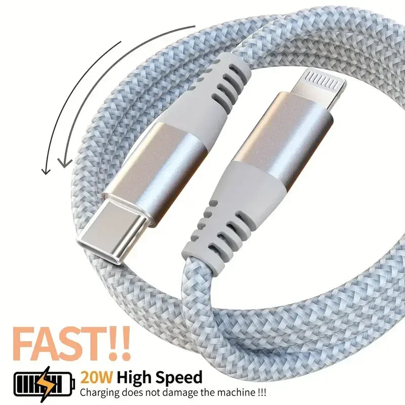 MFi Certified Fast Charging USB C to Lightning Cable - Durable Nylon
