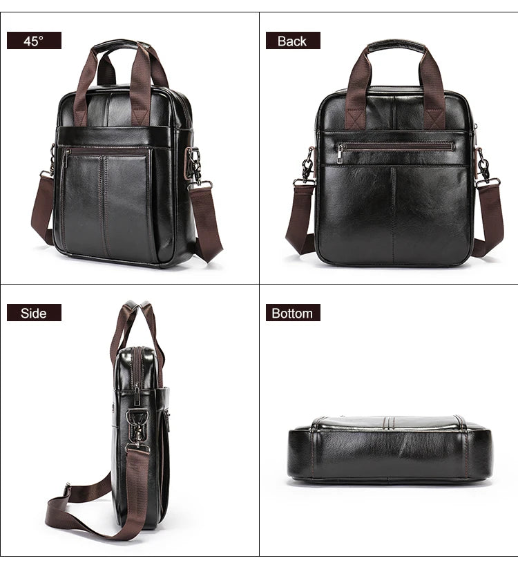 Bolso bandolera de cuero genuino para hombre | Elegante maletín para portátil