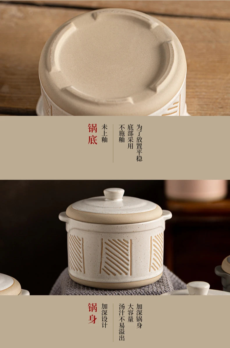 Olla para guisar de cerámica rústica japonesa | Vajilla de cerámica ecológica para horno