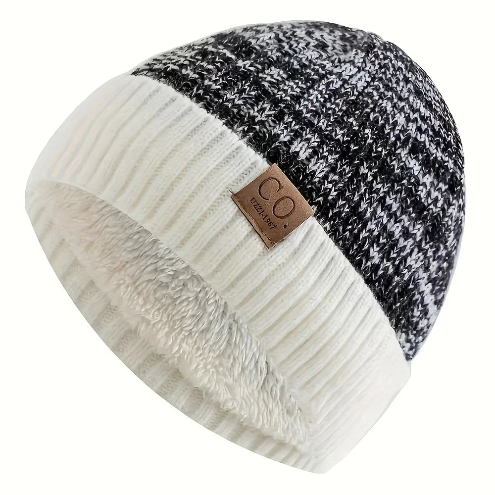 Unisex Warm Lined Knit Beanie | Cozy Brimless Ski Hat for Winter