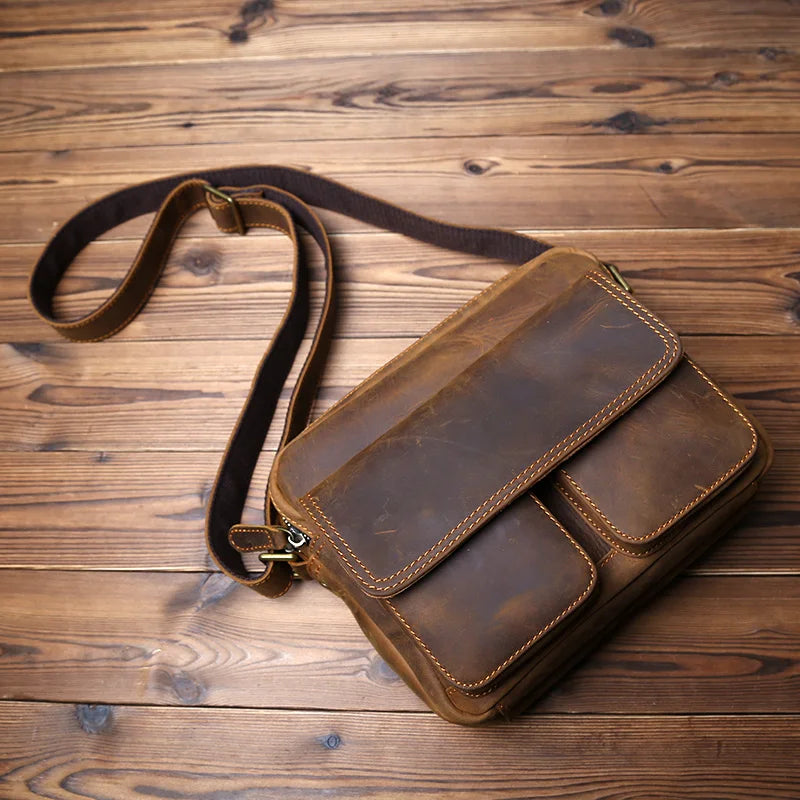 Retro Leather Messenger Bag for Men | Stylish and Functional