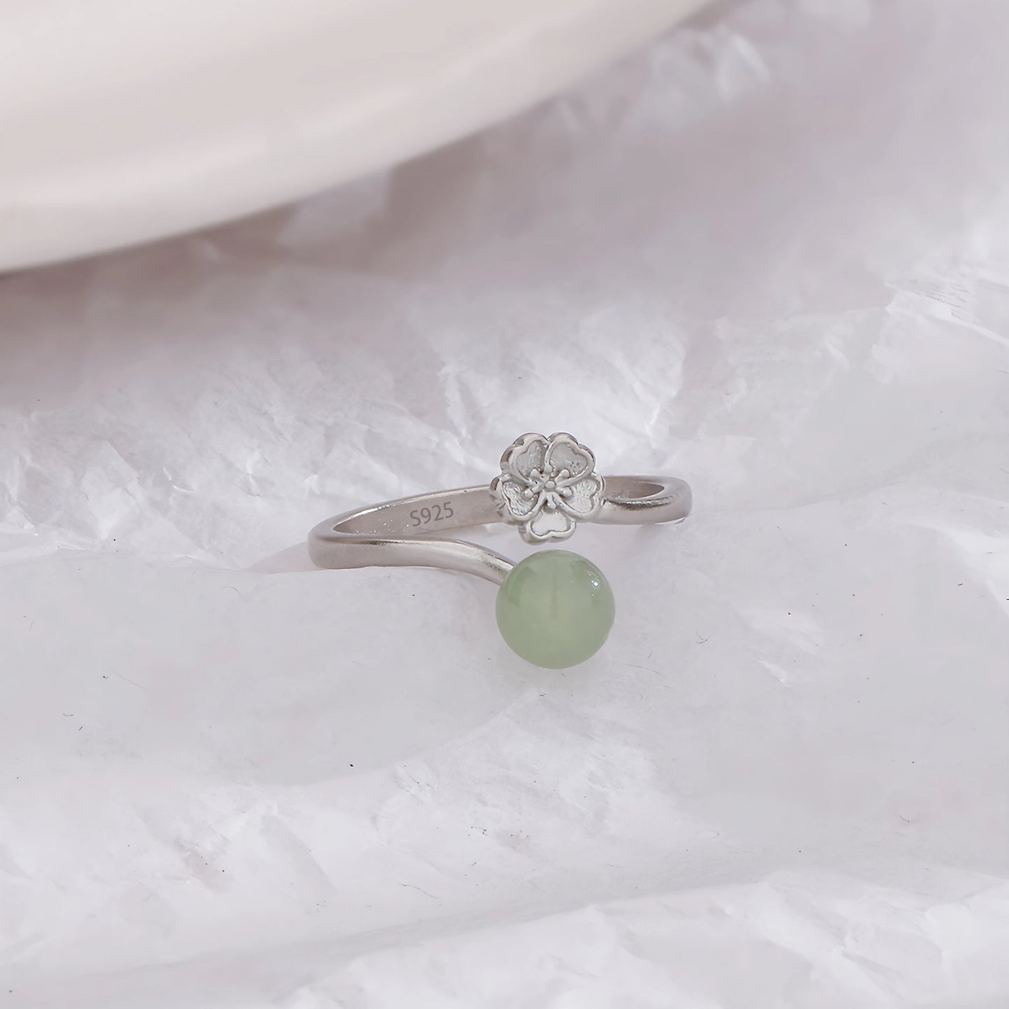 Adjustable Geometric Jade Ring for Women | Vintage Jewelry Gift