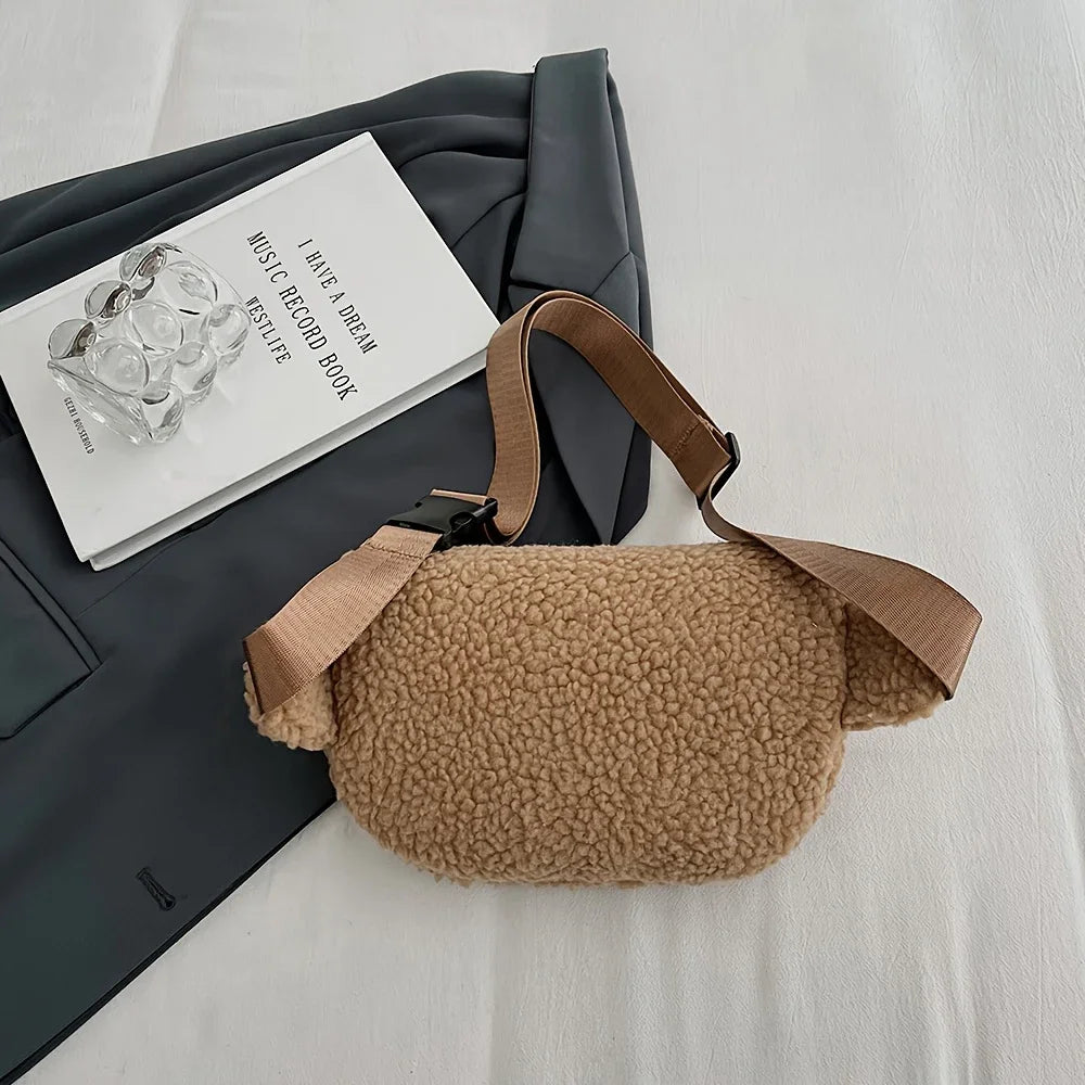 Women's Lamb Wool Chest Bag | Stylish Large Capacity Crossbody
