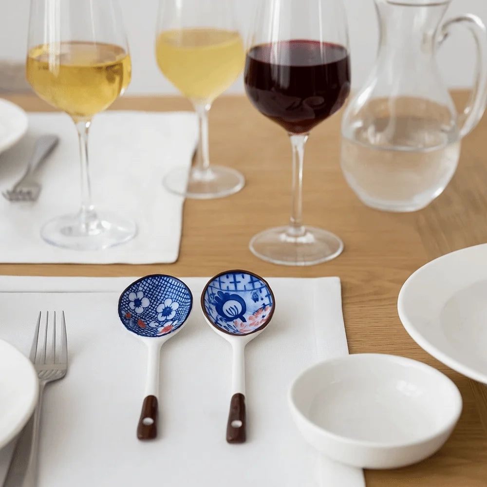 Elegant Hand-Painted Ceramic Soup Spoon Gift Set | Heat-Resistant Design