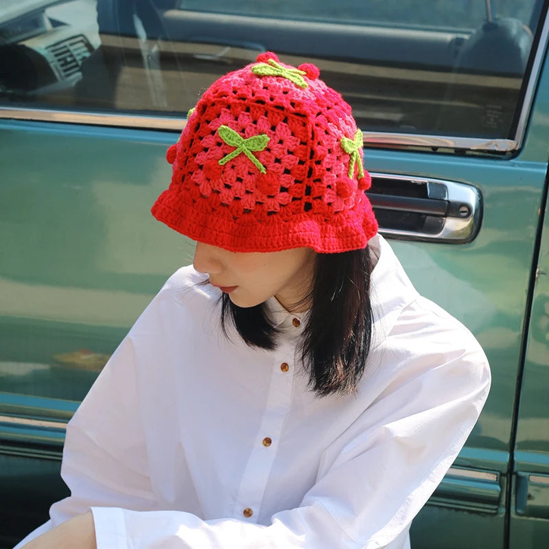 Women's Flower Crochet Bucket Hat | Handmade Spring Summer Style