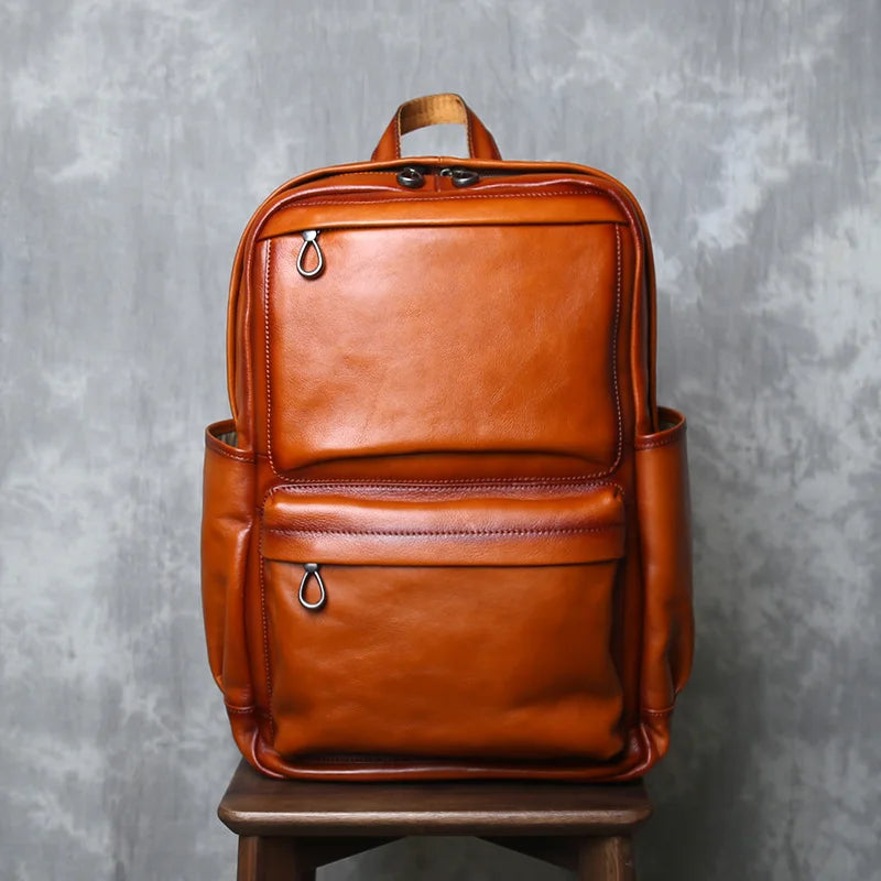 Vintage Leather Backpack for Men | Retro Casual Cowhide Design