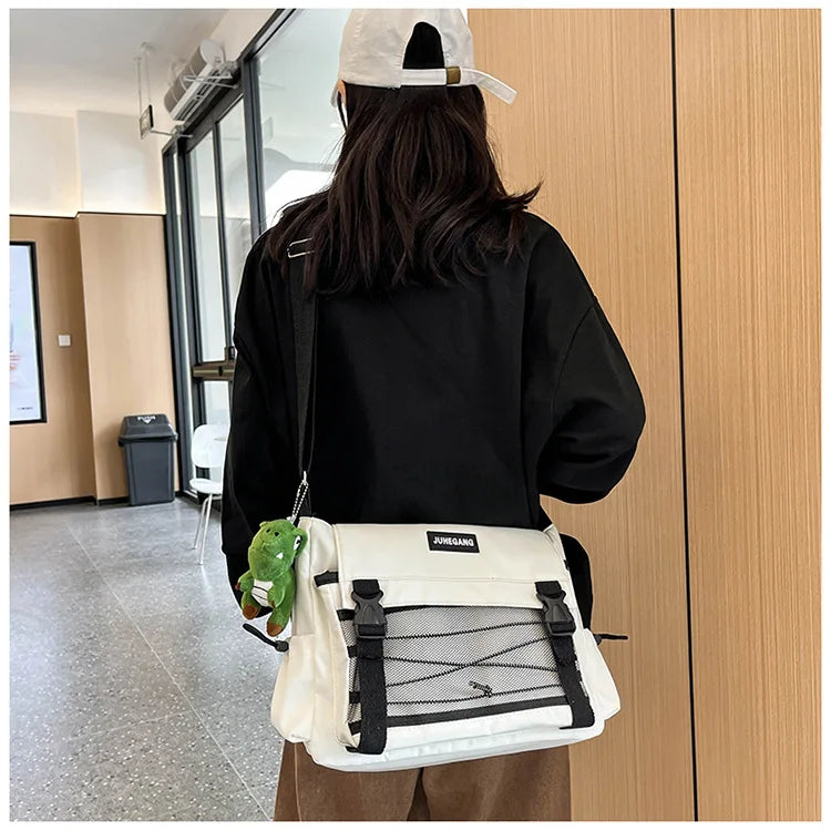 Bolso cruzado de nailon elegante para adolescentes | Bandolera multibolsillos